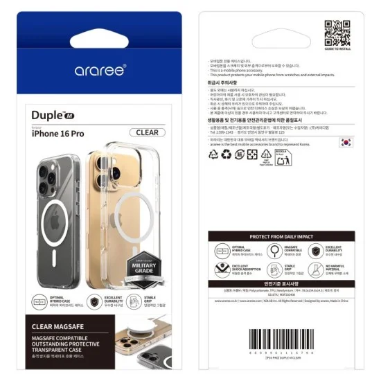 Cover Iphone 16 Pro Duple Magsafe Case Araree - Clear